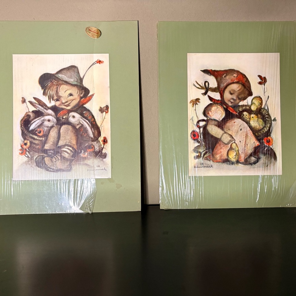Vintage Hummel Playmates and Chick Girl Ars Edition 1982 Prints Wall Art Set